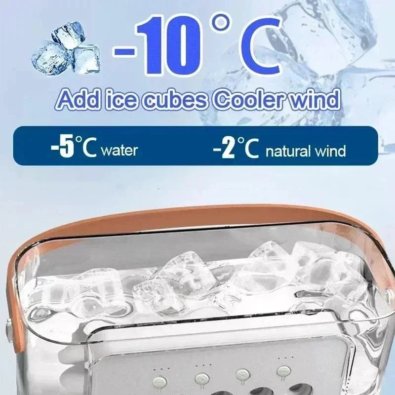 Mini Climatizador Portátil 3 en 1 con Humidificador, Ventilador de 3 Velocidades y Luz LED USB